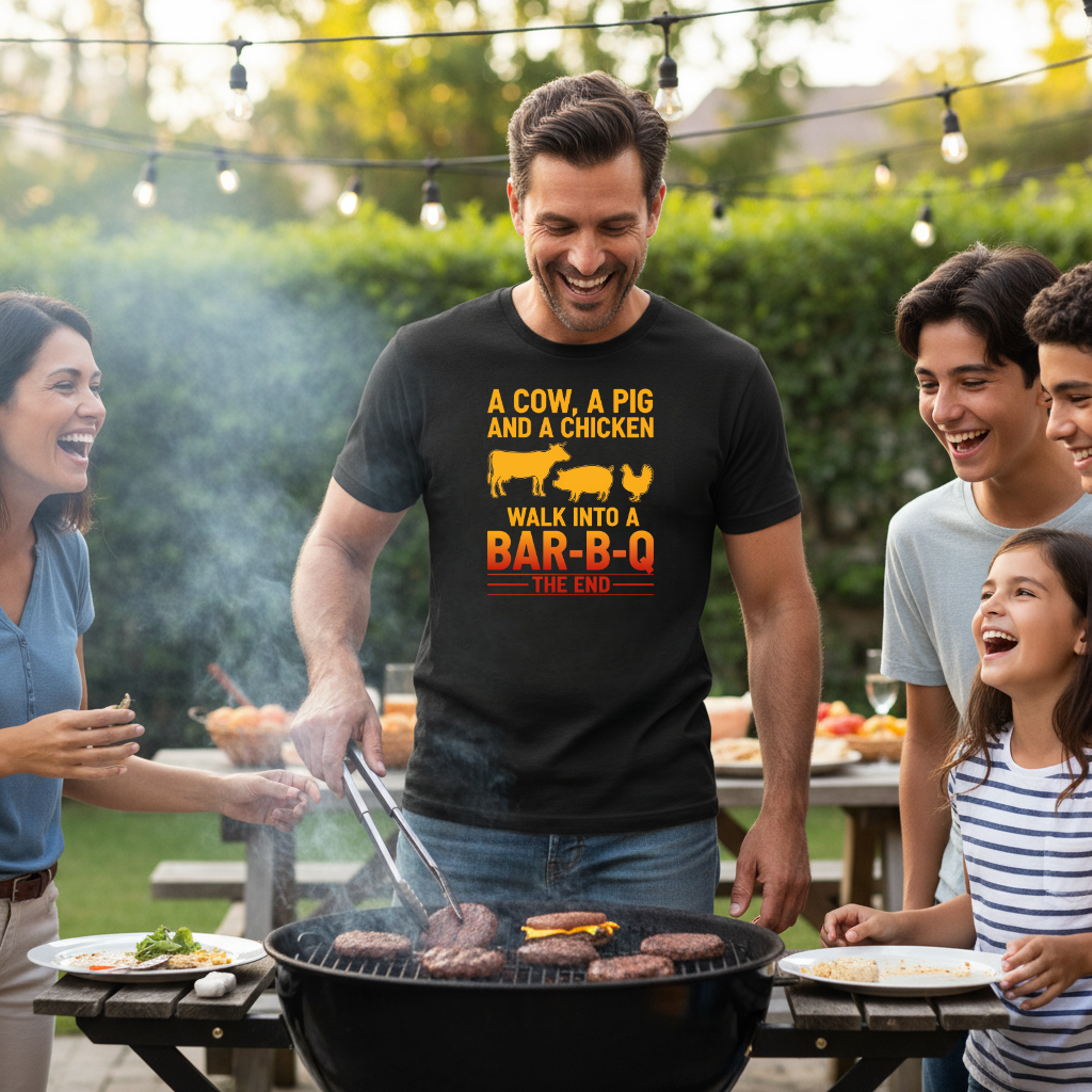 Cow Pig Chicken BBQ Joke T-Shirt