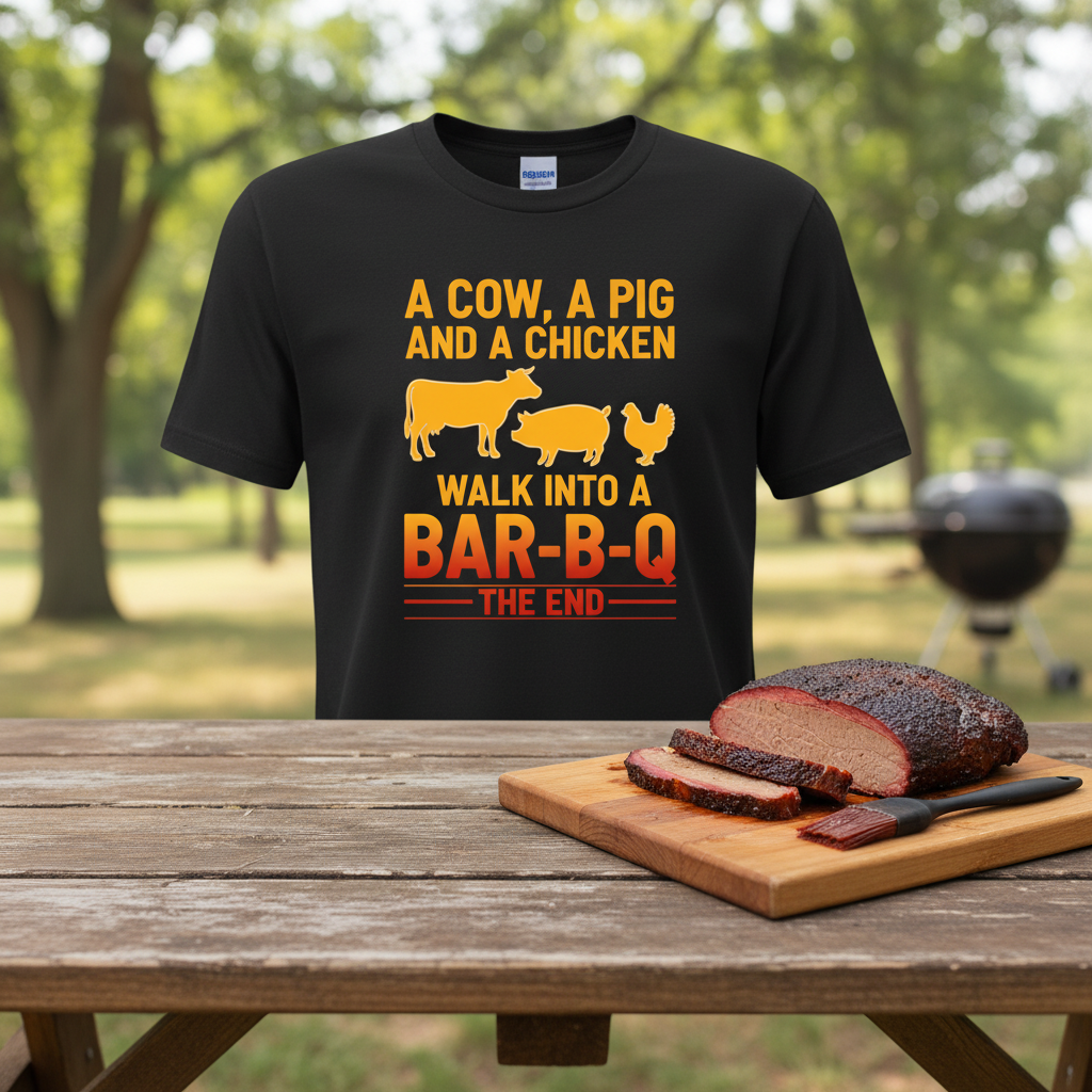Cow Pig Chicken BBQ Joke T-Shirt