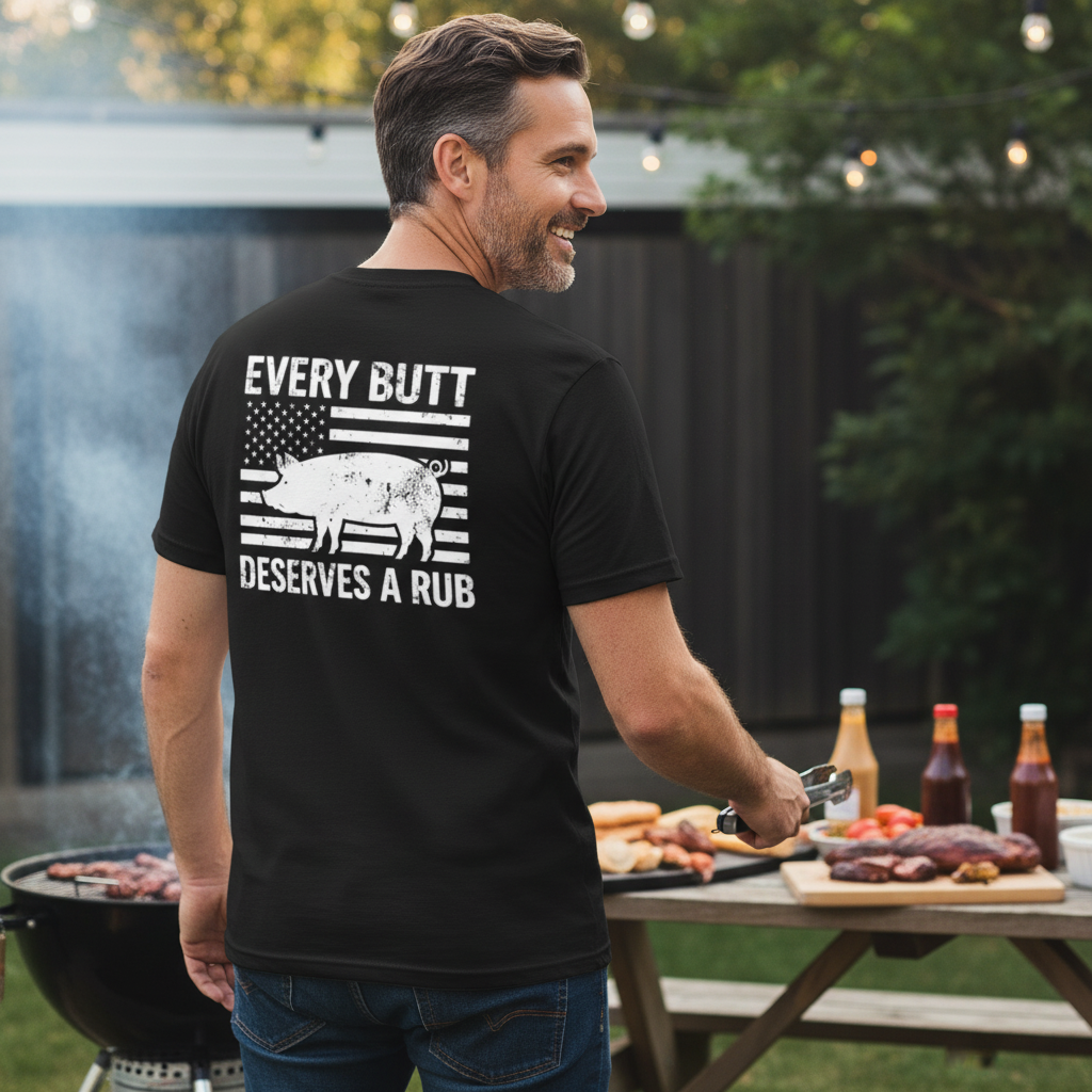 Every Butt Deserves A Rub Tee - Back Design - MSA Logo on Front Chest