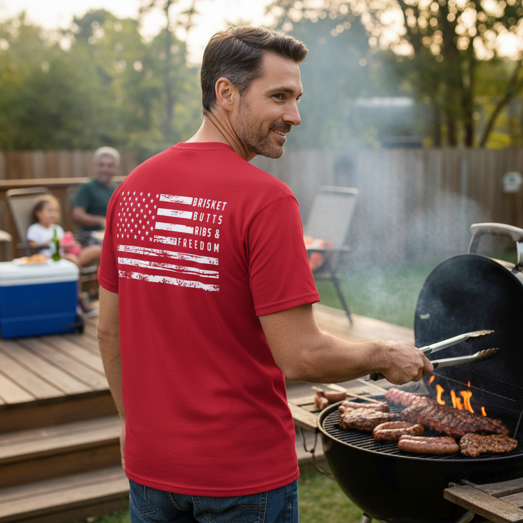 Brisket Butts Ribs & Freedom Tee - Back Design