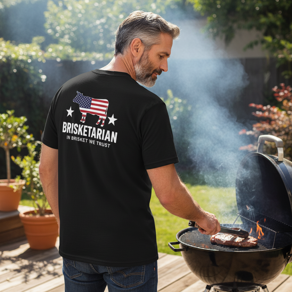 Brisketarian In Brisket We Trust Back Design Tee