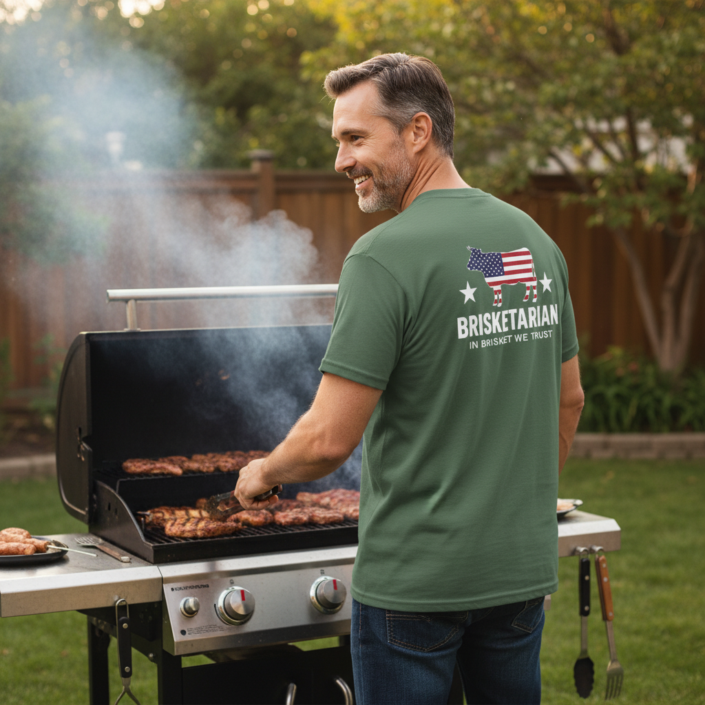 Brisketarian In Brisket We Trust Back Design Tee