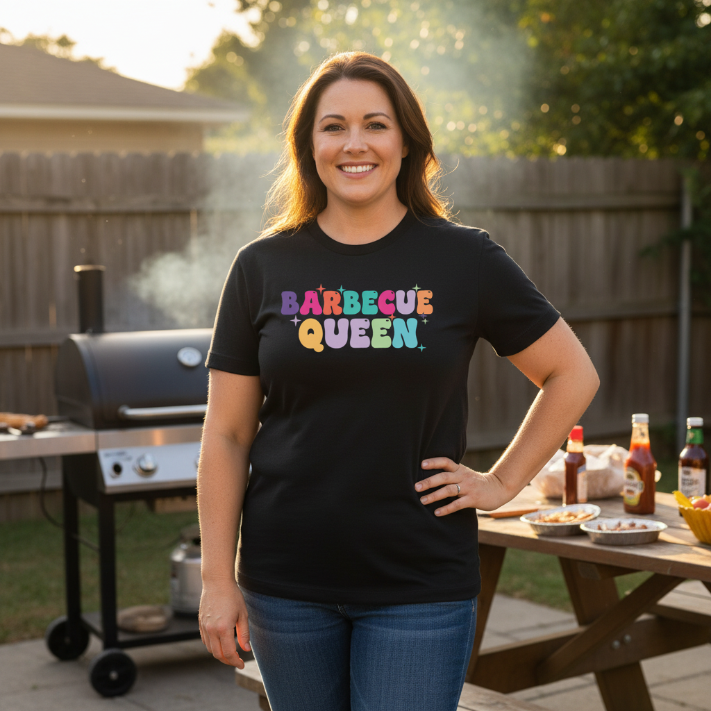 Barbecue Queen — Women's Retro BBQ Tee